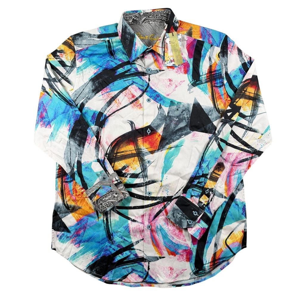 NEW Robert Graham Shirt PROTEUS Brushstrokes Classic Fit Medium